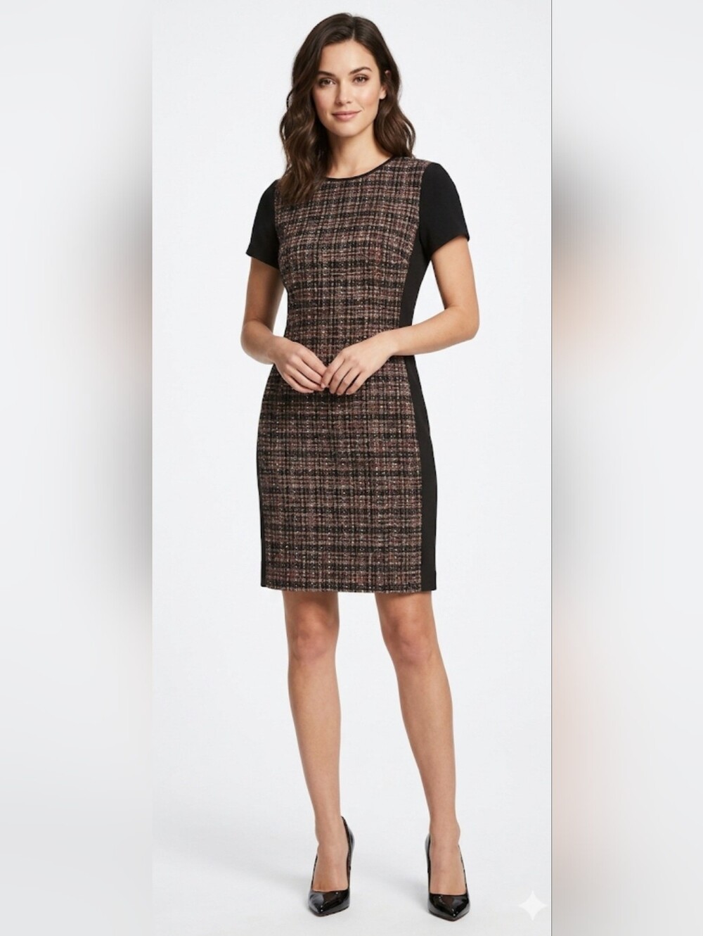 Banana Republic Brown  Black and Tan Sheath Mini Dress,Size 10.